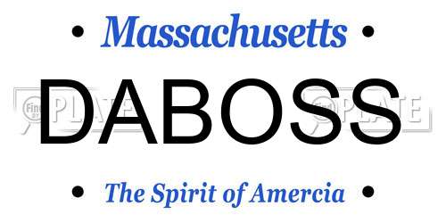 DABOSS Massachusetts License Plate