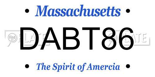 DABT86 Massachusetts License Plate