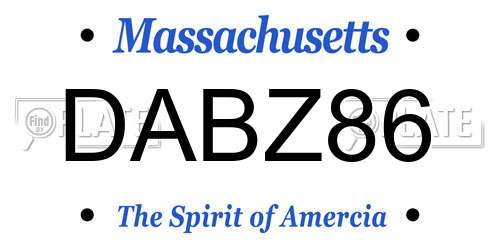 DABZ86 Massachusetts License Plate