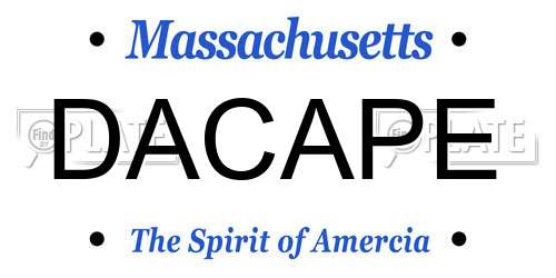 DACAPE Massachusetts License Plate