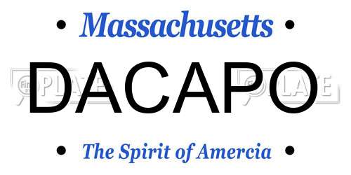 DACAPO Massachusetts License Plate