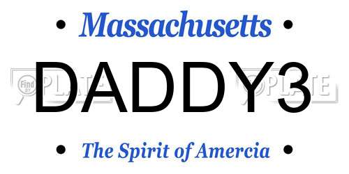 DADDY3 Massachusetts License Plate