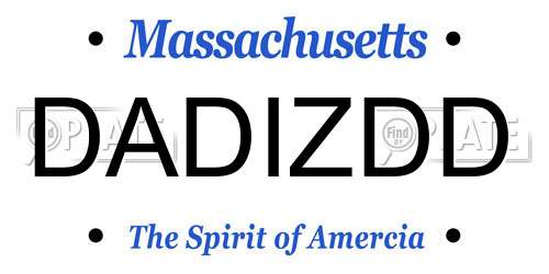DADIZDD Massachusetts License Plate