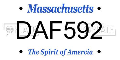 DAF592 Massachusetts License Plate