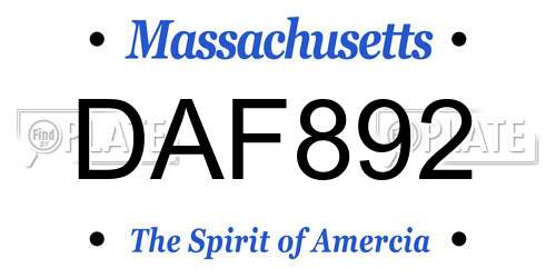 DAF892 Massachusetts License Plate