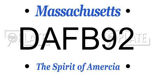 DAFB92 Massachusetts License Plate