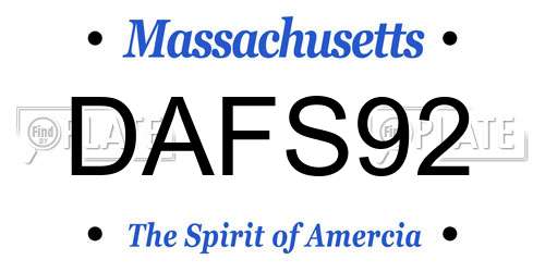 DAFS92 Massachusetts License Plate