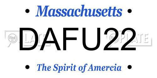 DAFU22 Massachusetts License Plate