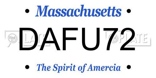 DAFU72 Massachusetts License Plate