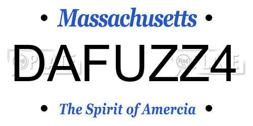 DAFUZZ4 Massachusetts License Plate