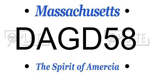 DAGD58 Massachusetts License Plate