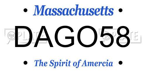 DAGO58 Massachusetts License Plate