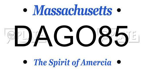 DAGO85 Massachusetts License Plate