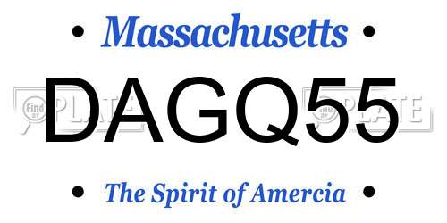 DAGQ55 Massachusetts License Plate
