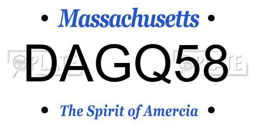 DAGQ58 Massachusetts License Plate
