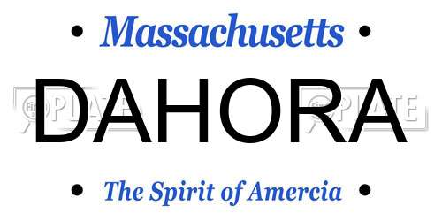 DAHORA Massachusetts License Plate