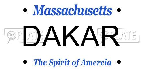 DAKAR Massachusetts License Plate