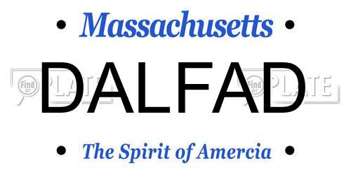 DALFAD Massachusetts License Plate