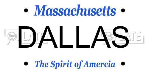 DALLAS Massachusetts License Plate