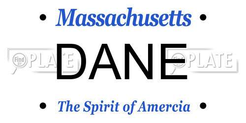 DANE Massachusetts License Plate