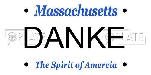DANKE Massachusetts License Plate