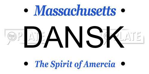 DANSK Massachusetts License Plate