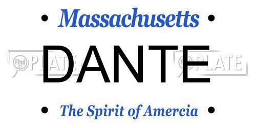 DANTE Massachusetts License Plate
