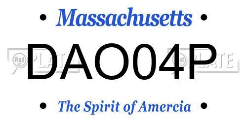 DAO04P Massachusetts License Plate