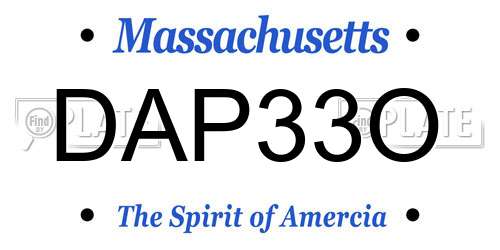 DAP33O Massachusetts License Plate