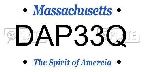 DAP33Q Massachusetts License Plate