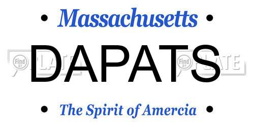 DAPATS Massachusetts License Plate