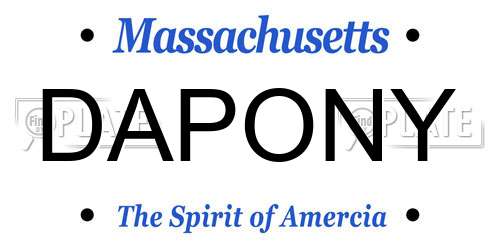 DAPONY Massachusetts License Plate