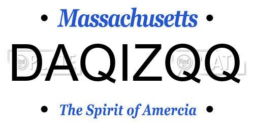 DAQIZQQ Massachusetts License Plate
