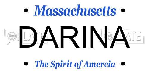 DARINA Massachusetts License Plate