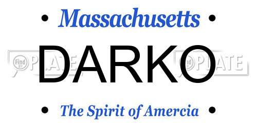 DARKO Massachusetts License Plate