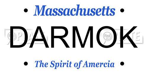 DARMOK Massachusetts License Plate
