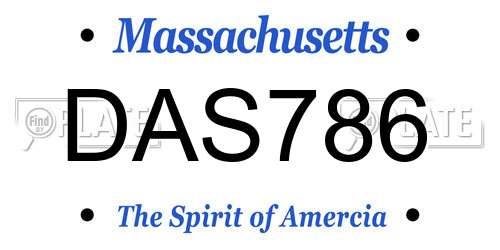 DAS786 Massachusetts License Plate