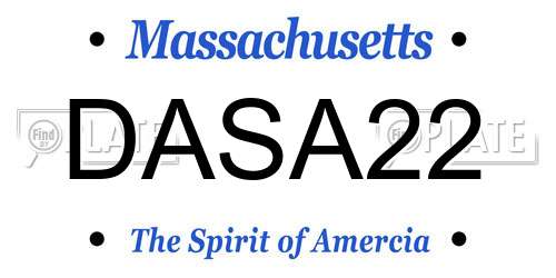 DASA22 Massachusetts License Plate