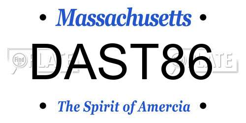 DAST86 Massachusetts License Plate