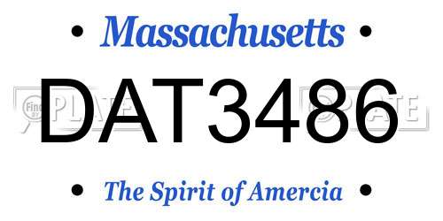 DAT3486 Massachusetts License Plate