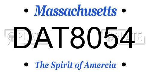 DAT8054 Massachusetts License Plate