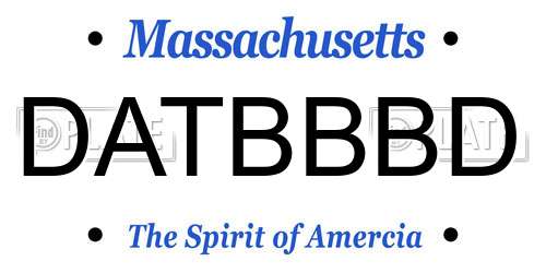 DATBBBD Massachusetts License Plate