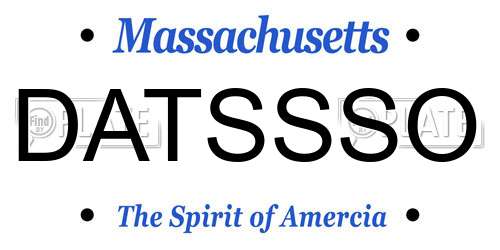 DATSSSO Massachusetts License Plate