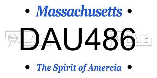 DAU486 Massachusetts License Plate