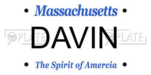 DAVIN Massachusetts License Plate