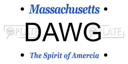 DAWG Massachusetts License Plate