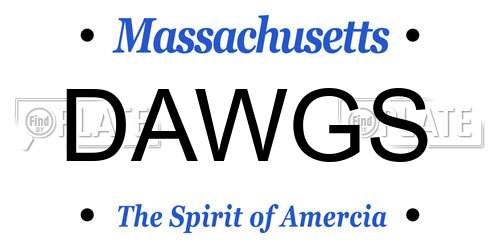DAWGS Massachusetts License Plate