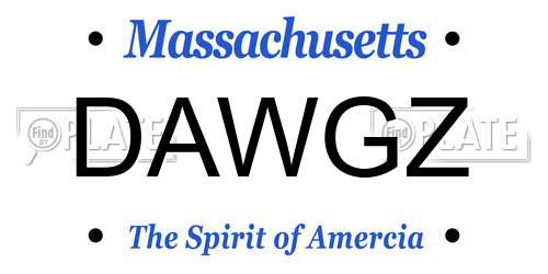 DAWGZ Massachusetts License Plate