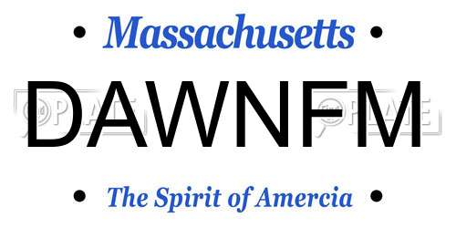 DAWNFM Massachusetts License Plate