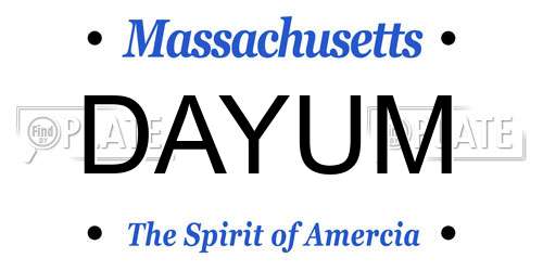 DAYUM Massachusetts License Plate